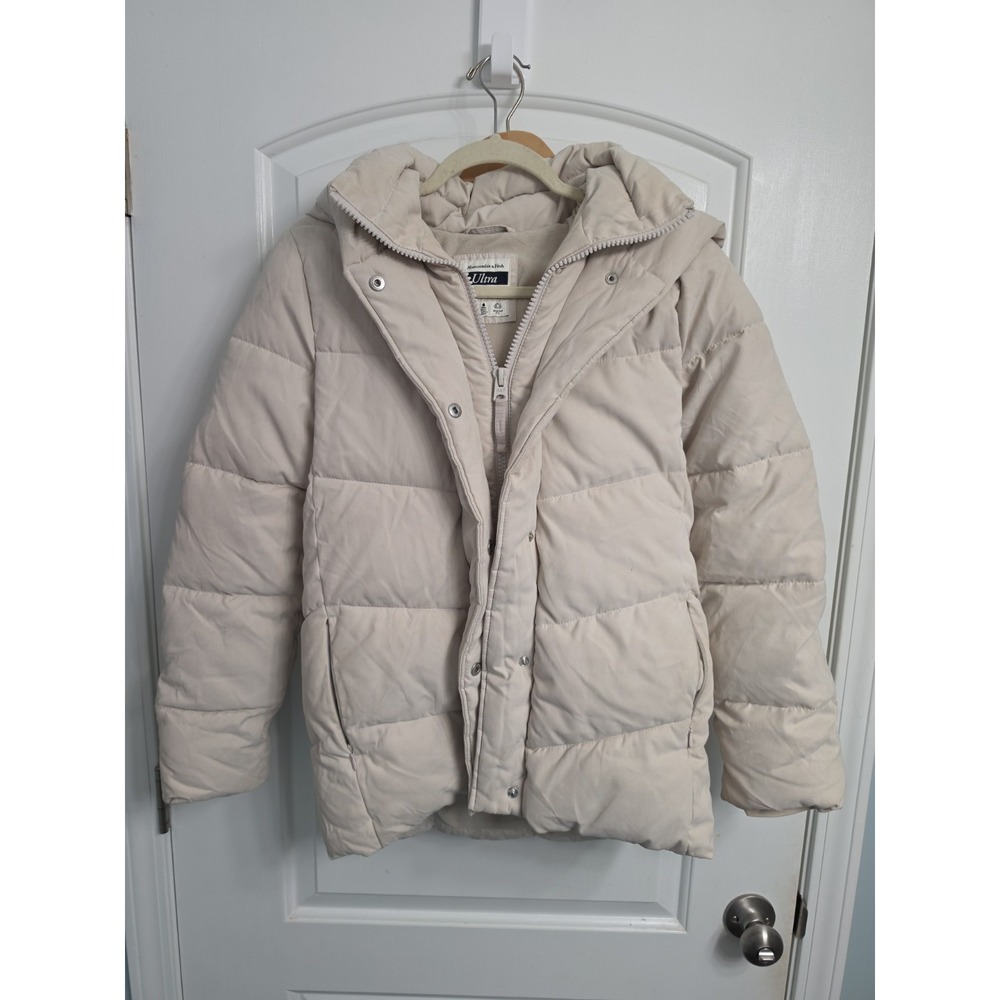 Abercrombie & Fitch Women OVERSIZED Puffer Jacket size Small Beige
